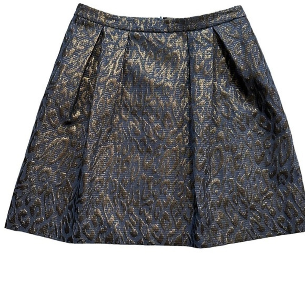 Anne Klein Navy Blue Metallic Shimmer Animal Print Skirt Women’s 8 - Picture 1 of 8